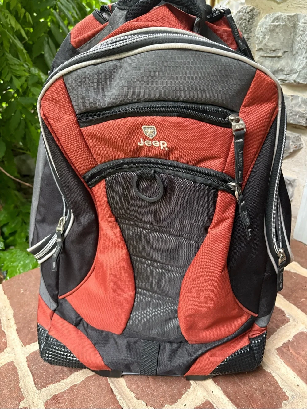 Jeep Rolling Backpack Carry On Luggage in Orange and Black CLEAN Good Condition